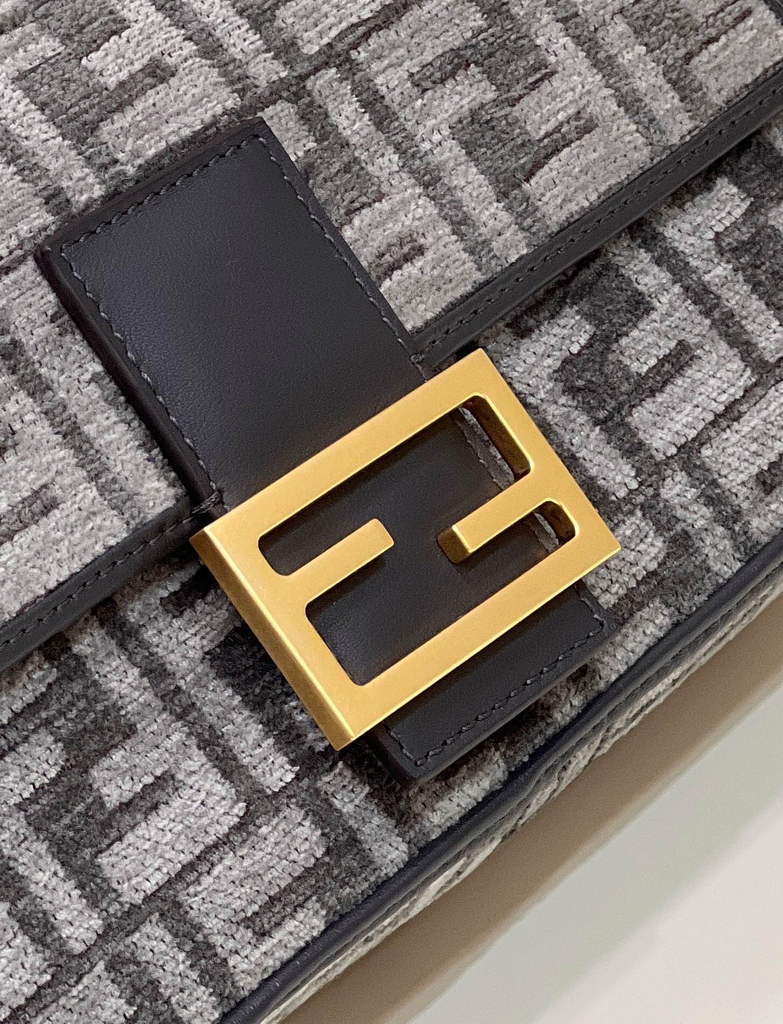 Fendi 8BR600 Baguette Black FF tapestry fabric bag - Default Title - View 5
