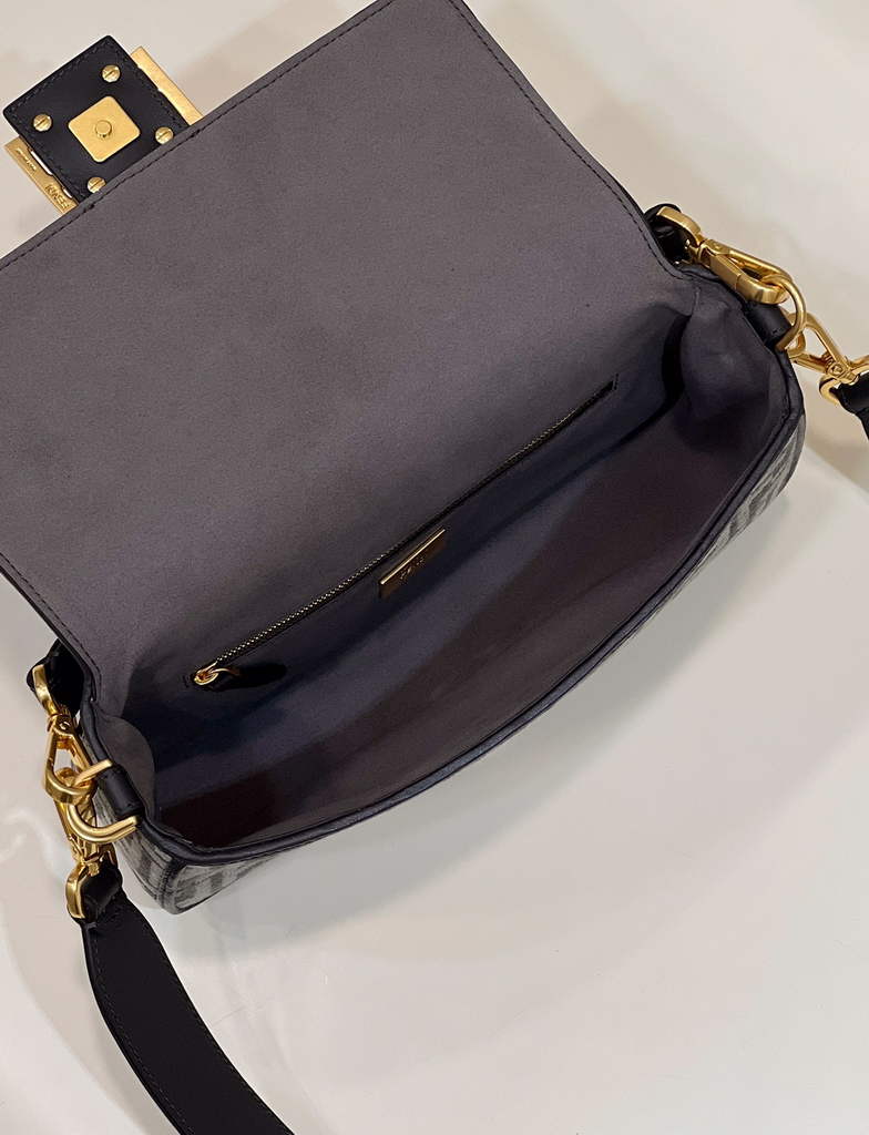 Fendi 8BR600 Baguette Black FF tapestry fabric bag - Default Title - View 10