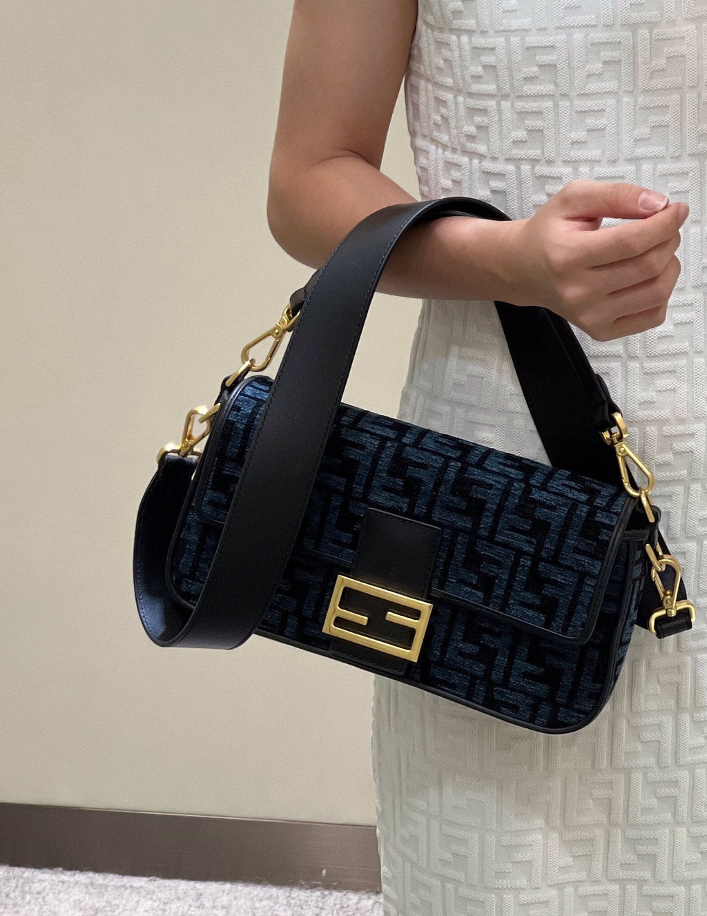 Fendi 8BR600 Baguette Blue FF tapestry fabric bag - Default Title - View 11