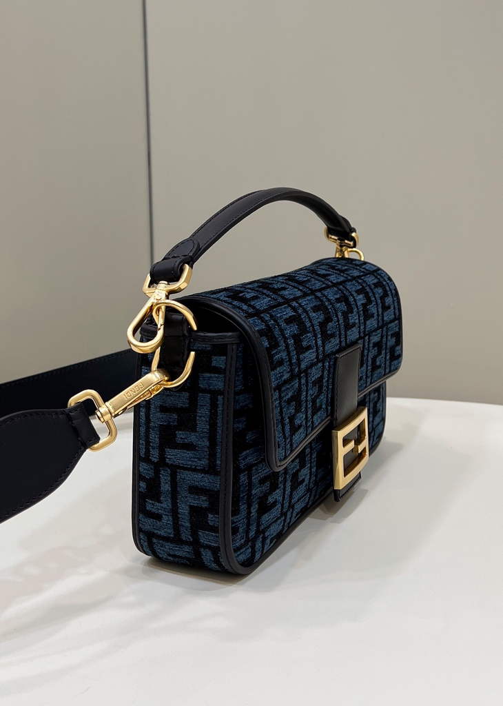 Fendi 8BR600 Baguette Blue FF tapestry fabric bag - Default Title - View 4