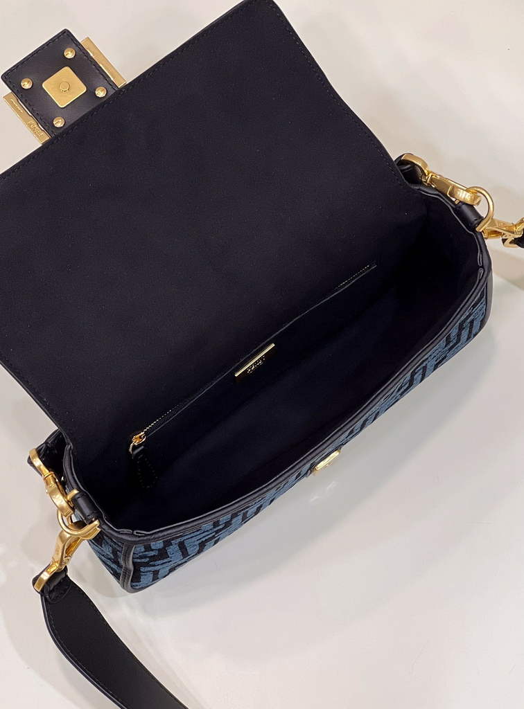 Fendi 8BR600 Baguette Blue FF tapestry fabric bag - Default Title - View 10