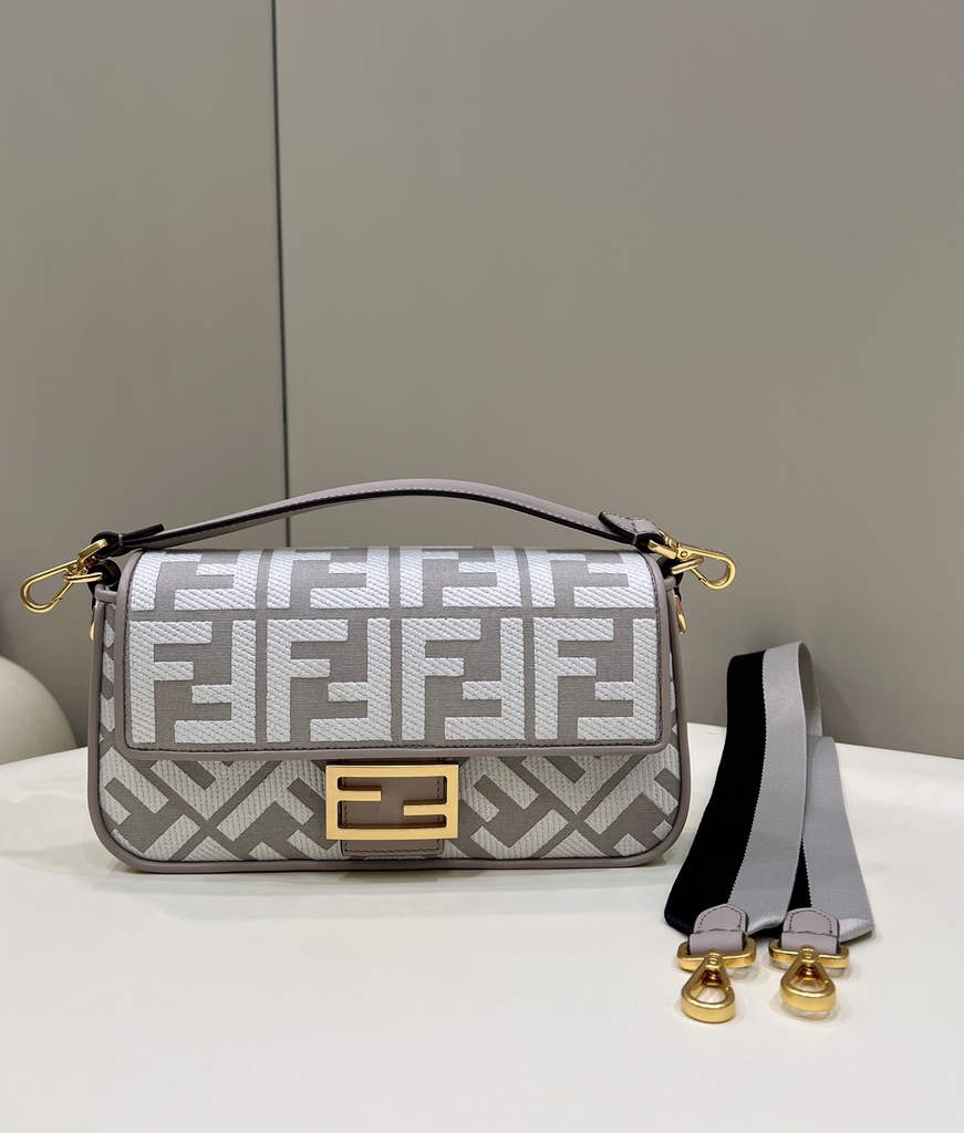 Fendi 8BR600 Baguette Gray FF canvas bag - Default Title - View 2
