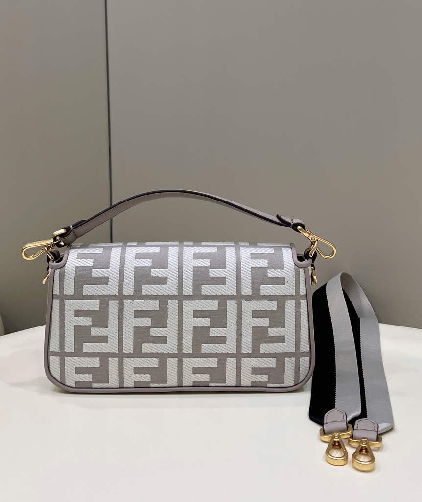Fendi 8BR600 Baguette Gray FF canvas bag - Default Title - View 3