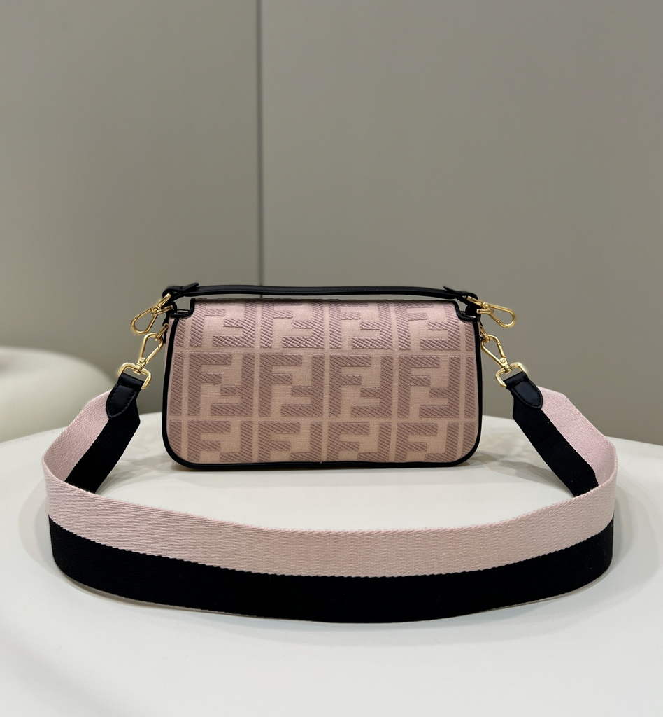 Fendi 8BR600 Baguette Pink Black FF canvas bag - Default Title - View 3