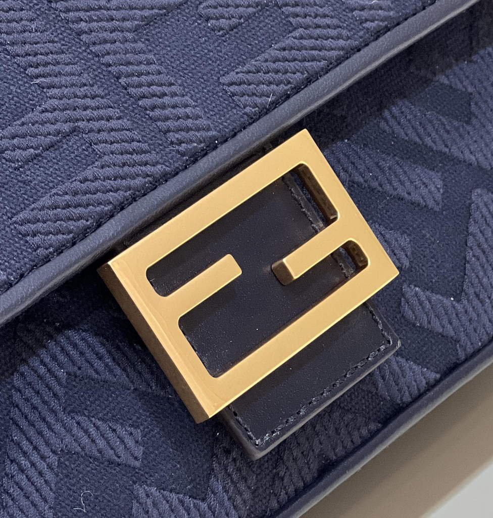 Fendi 8BR600 Baguette Navy Blue FF canvas bag - Default Title - View 2