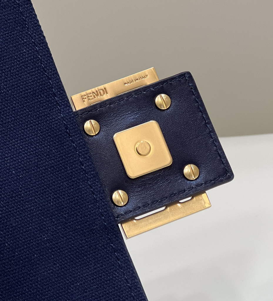 Fendi 8BR600 Baguette Navy Blue FF canvas bag - Default Title - View 6