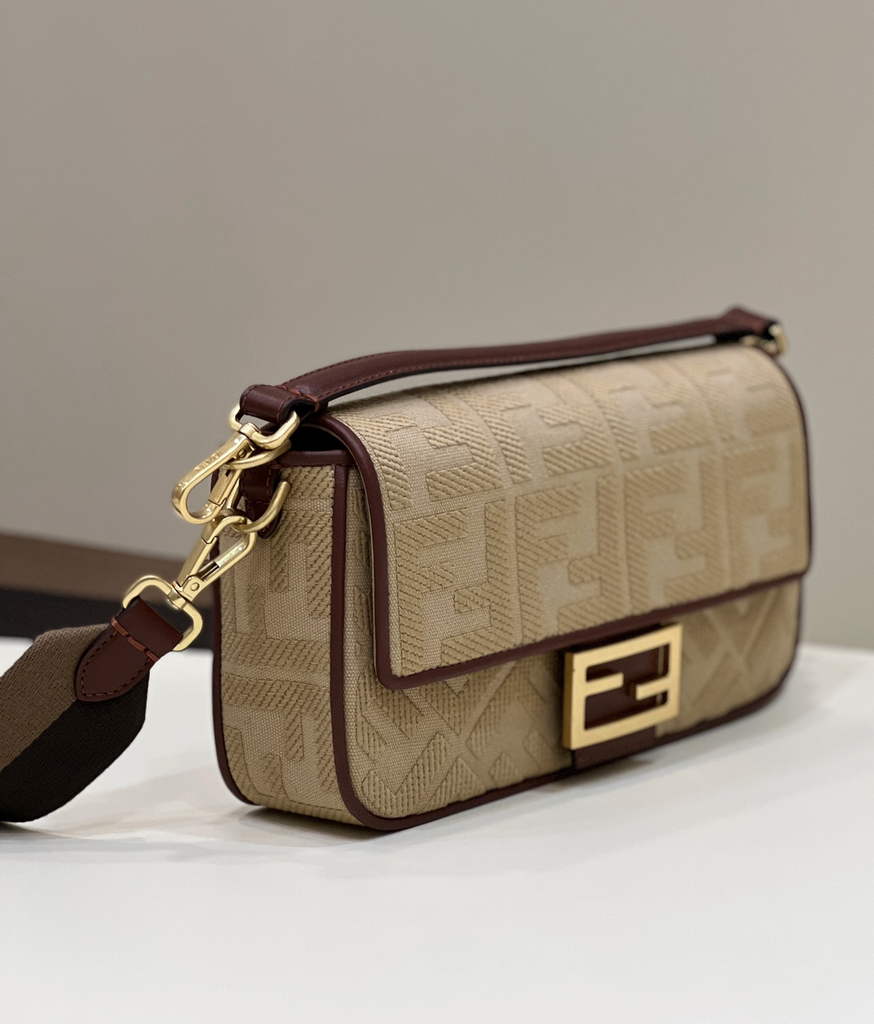 Fendi 8BR600 Baguette Dark Beige FF canvas bag - Default Title - View 2