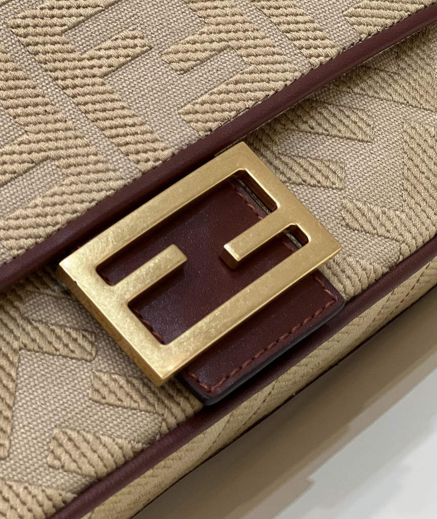Fendi 8BR600 Baguette Dark Beige FF canvas bag - Default Title - View 6