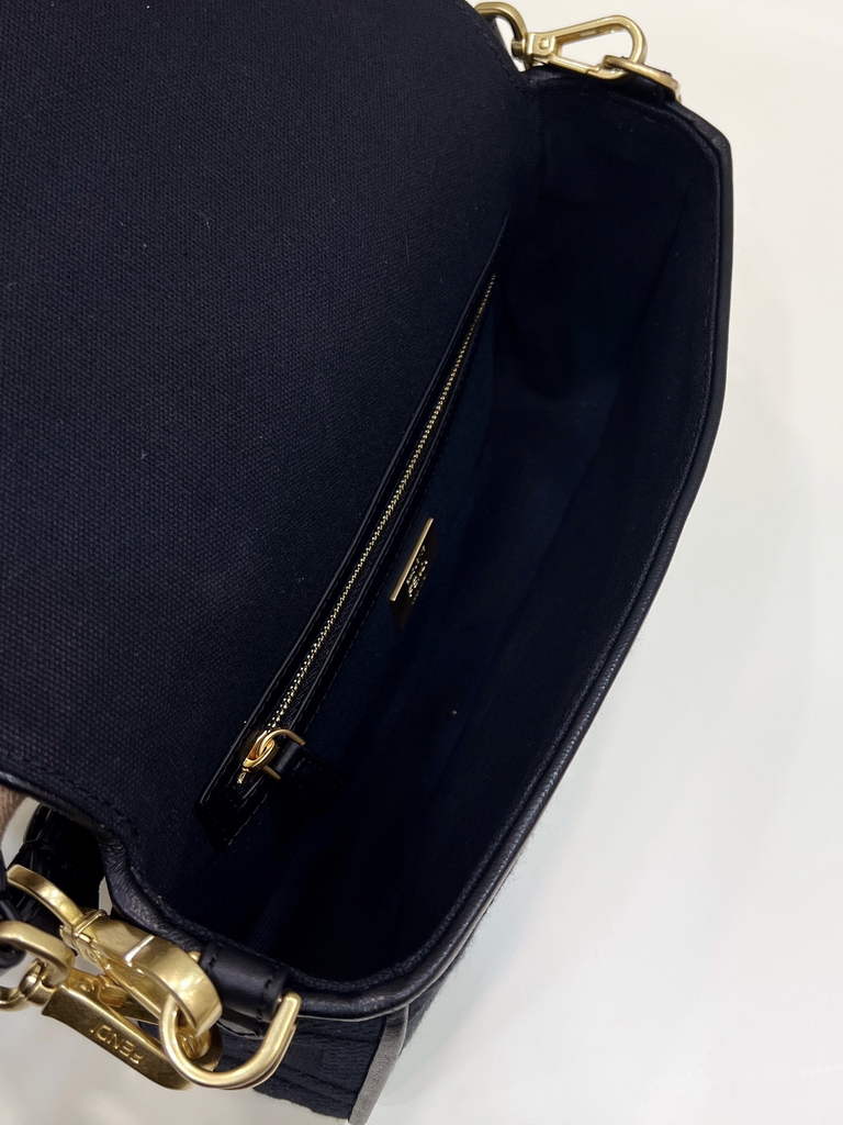Fendi 8BR600 Baguette Black FF canvas bag - Default Title - View 9