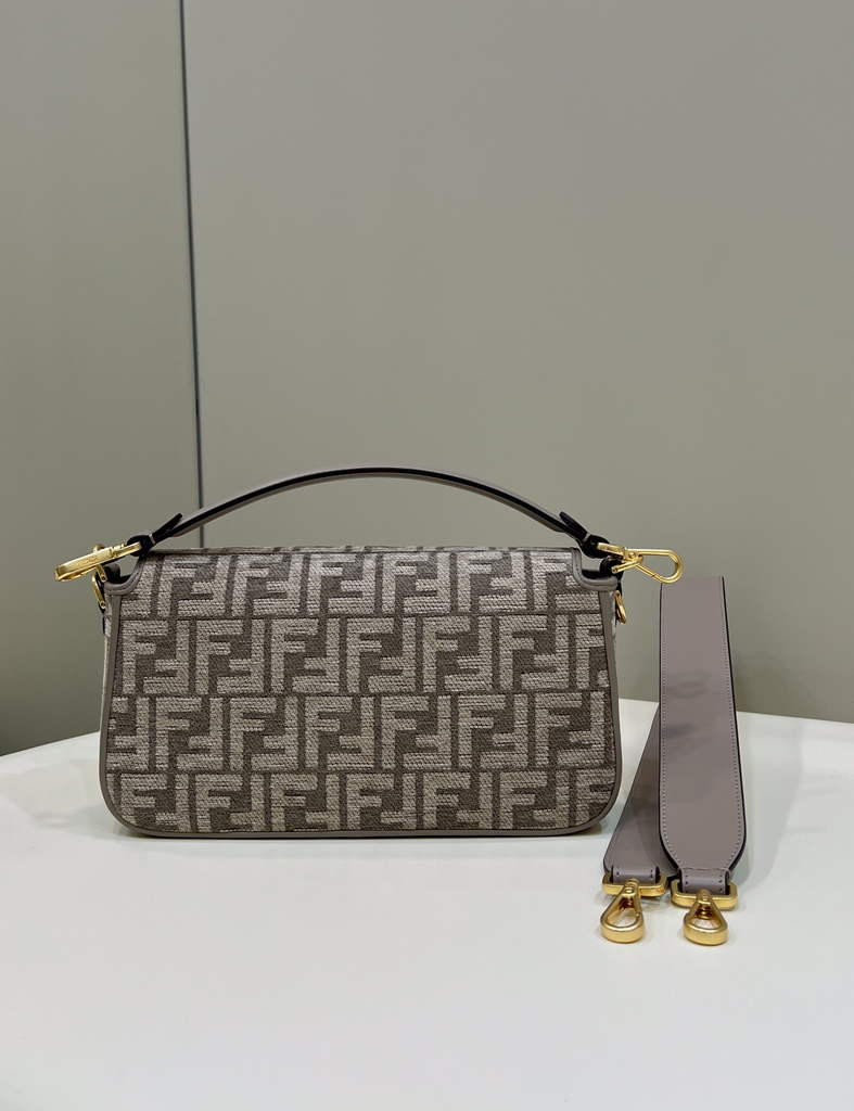 Fendi 8BR600 Baguette Dove gray FF tapestry fabric bag - Default Title - View 3
