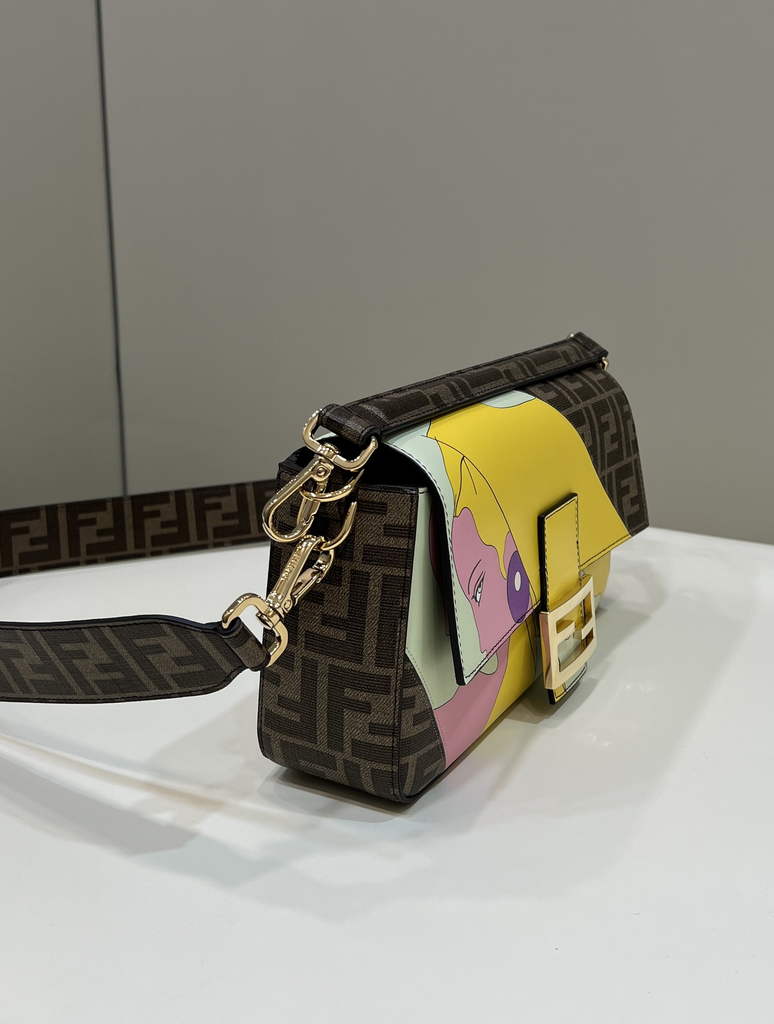 Fendi 8BR600 Baguette FF glazed fabric bag with inlay multicolour - Default Title - View 4