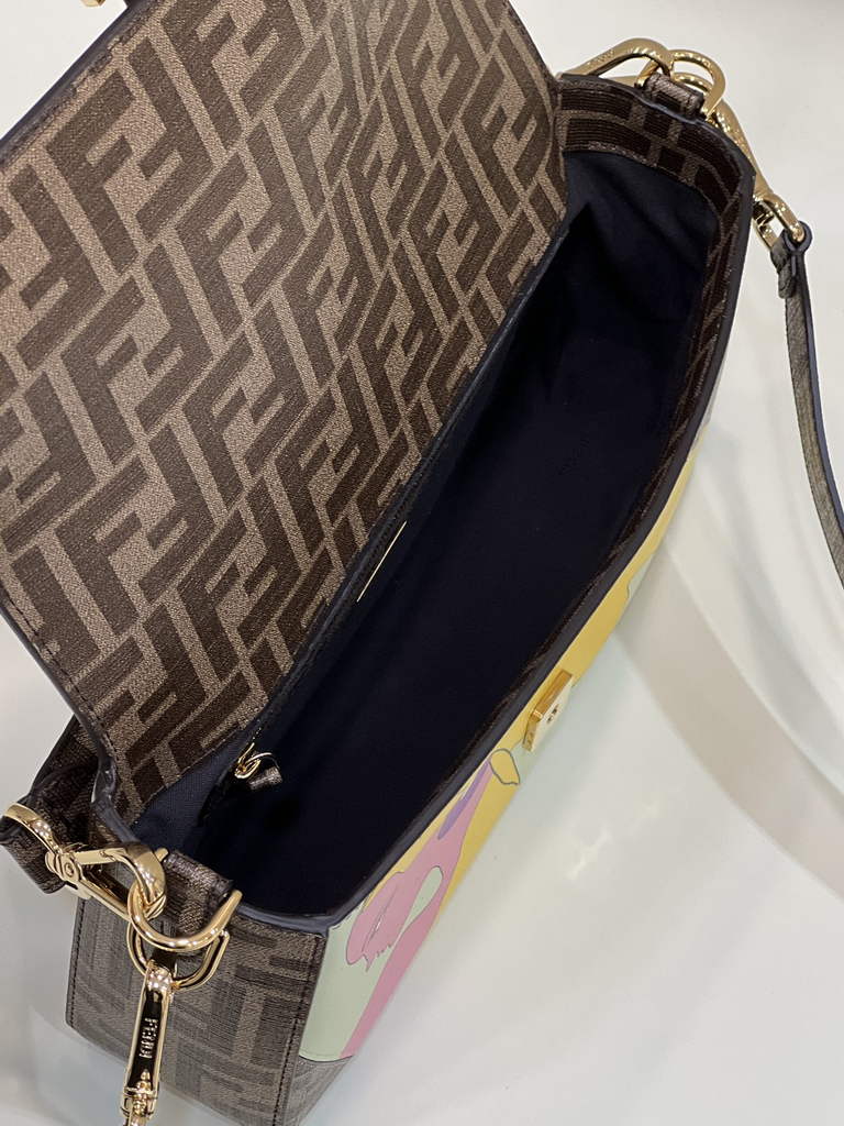 Fendi 8BR600 Baguette FF glazed fabric bag with inlay multicolour - Default Title - View 8