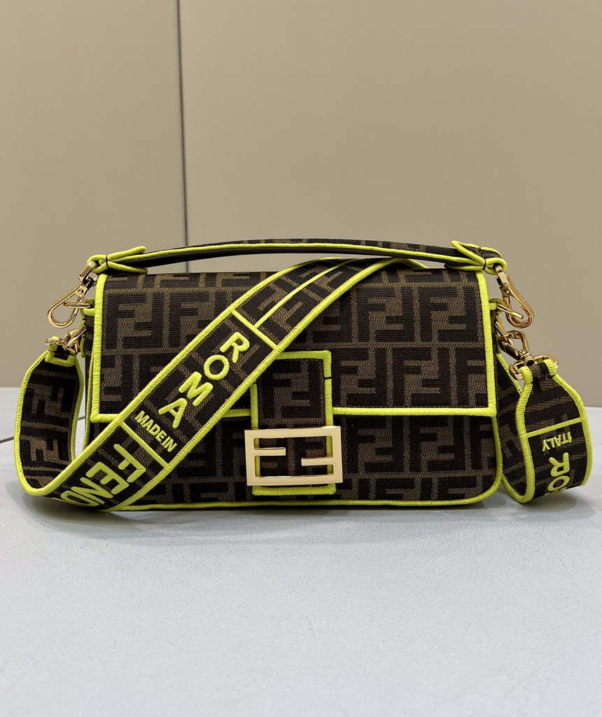 Fendi 8BR600 Baguette Jacquard FF fabric bag Green - Default Title - View 2