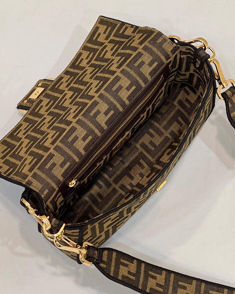 Fendi 8BR600 Baguette Jacquard FF fabric bag Brown - Default Title - View 10