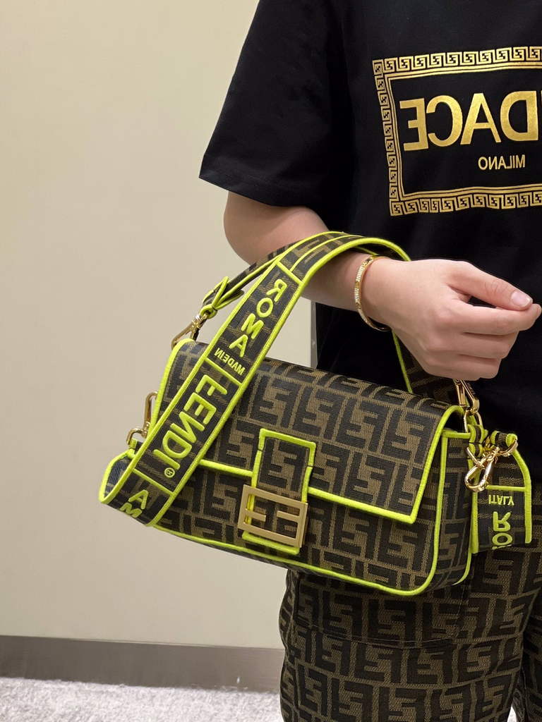 Fendi 8BR600 Baguette Jacquard FF fabric bag Green - Default Title - View 10