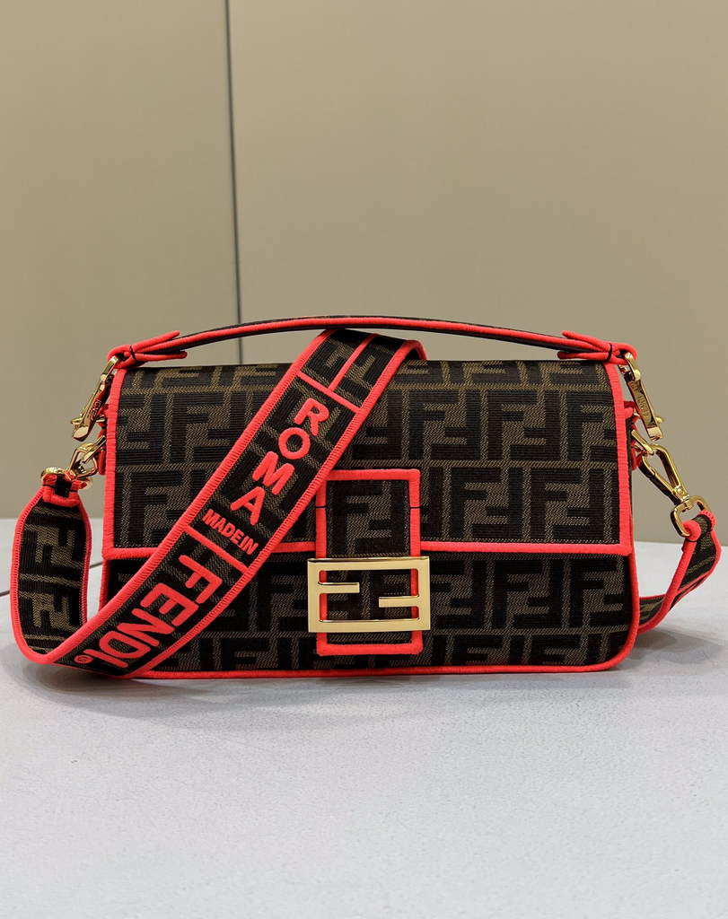 Fendi 8BR600 Baguette Jacquard FF fabric bag Red - Default Title - View 2