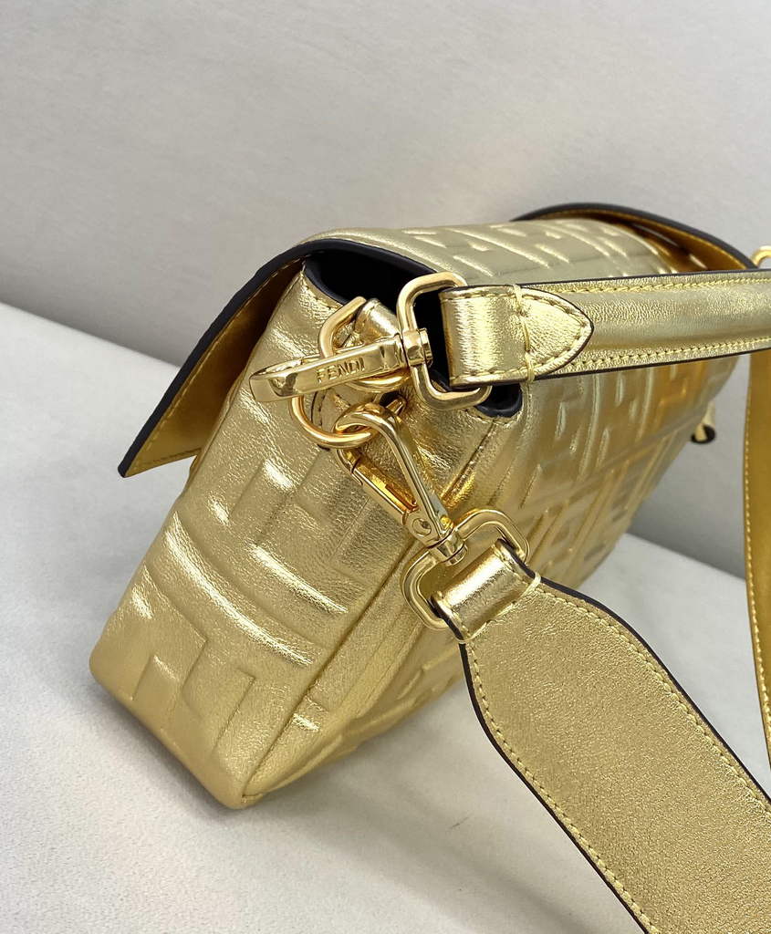 Fendi 8BR600 Baguette Gold leather bag - Default Title - View 3