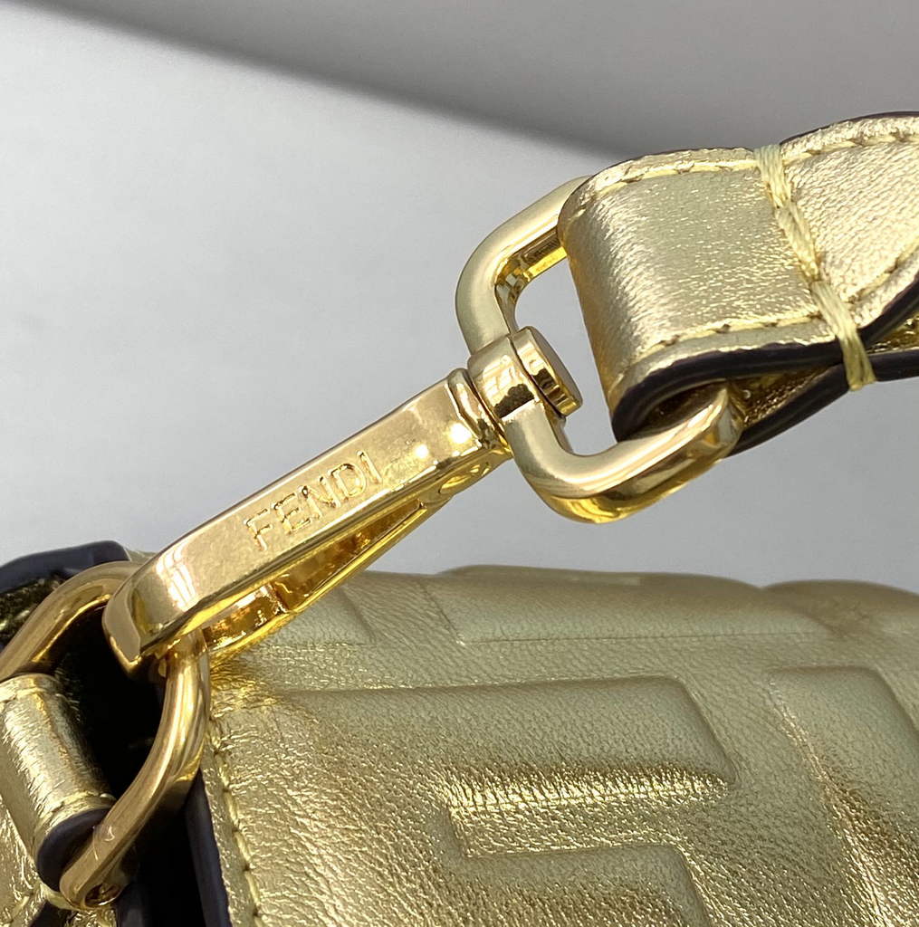 Fendi 8BR600 Baguette Gold leather bag - Default Title - View 5