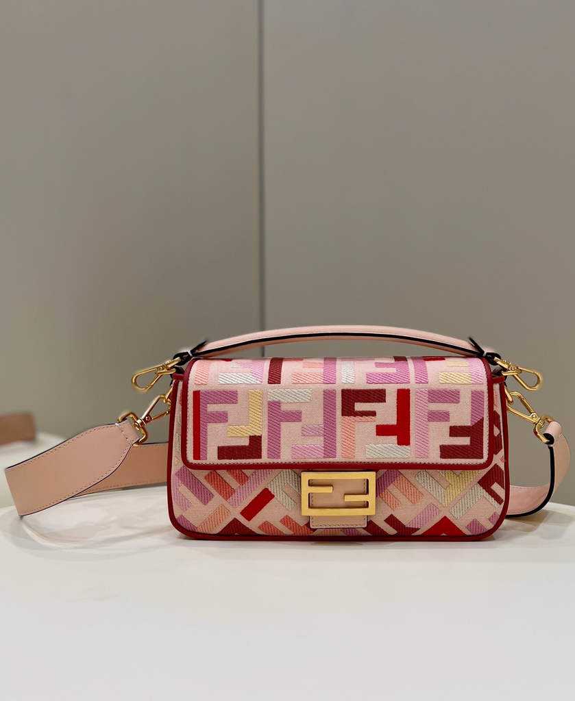 Fendi 8BR600 Baguette Multicolor FF canvas bag Pink - Default Title - View 1