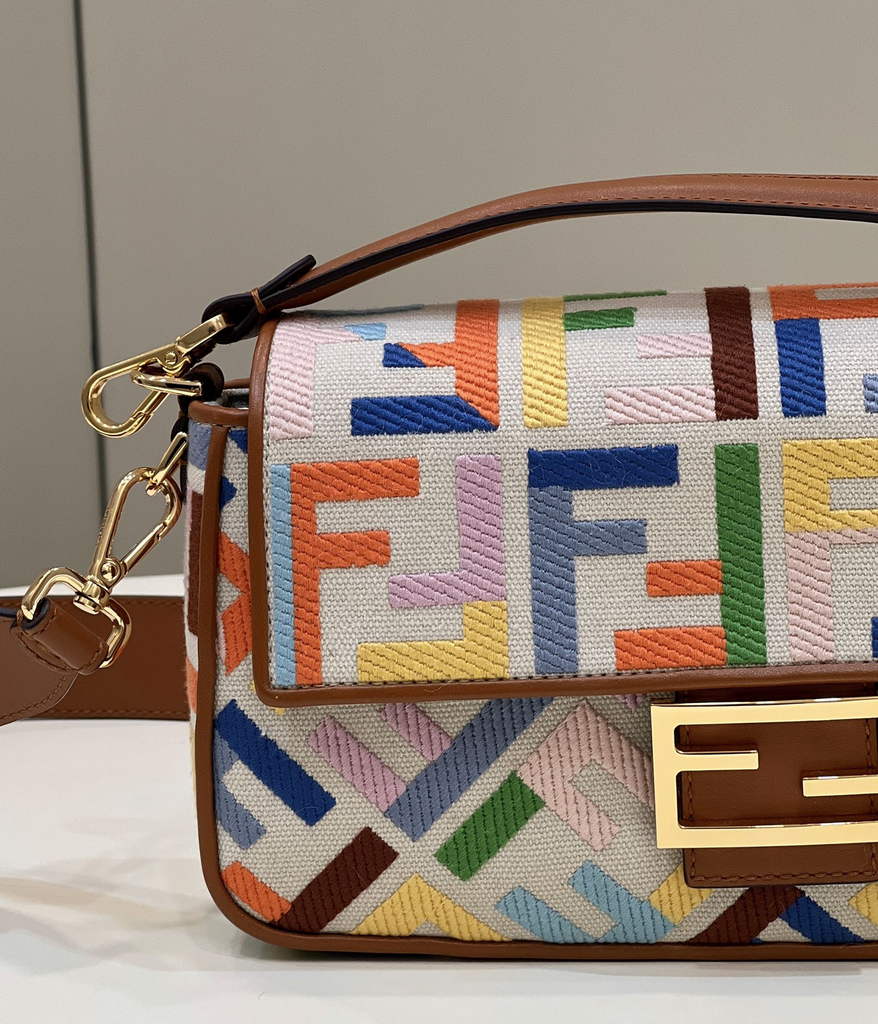 Fendi 8BR600 Baguette Multicolor FF canvas bag Beige - Default Title - View 6