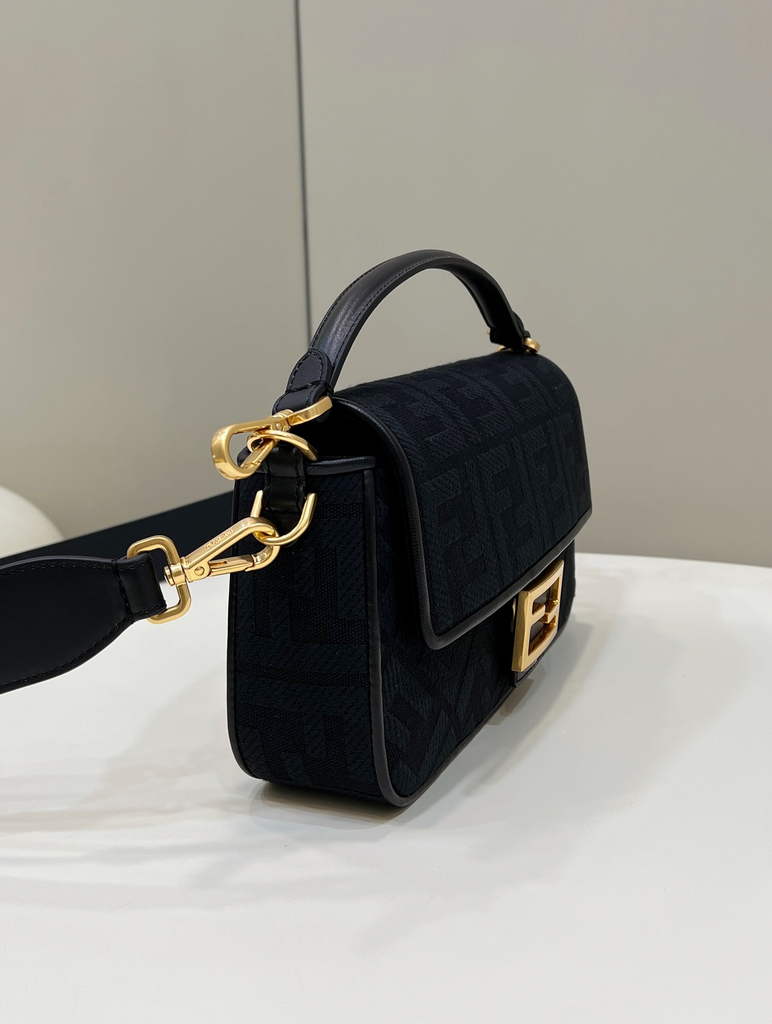 Fendi 8BR600 Baguette Black FF canvas bag - Default Title - View 3