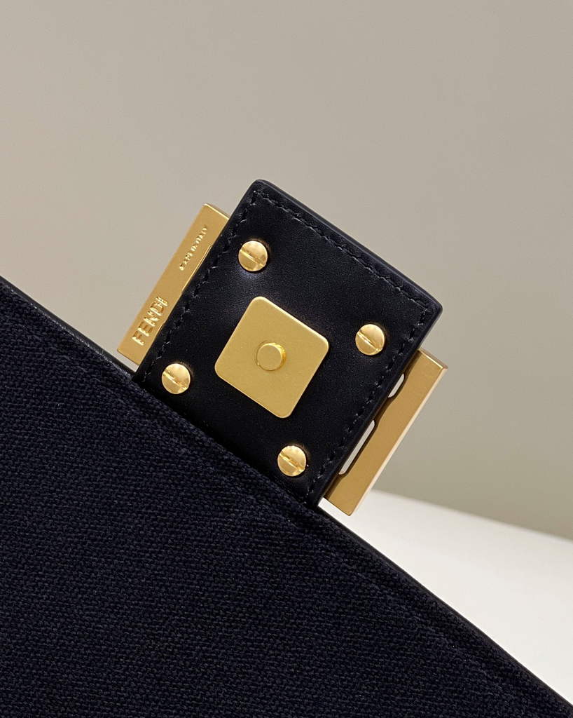 Fendi 8BR600 Baguette Black FF canvas bag - Default Title - View 8