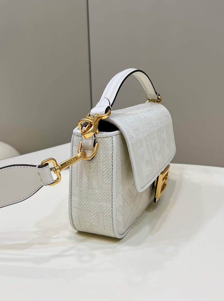Fendi 8BR600 Baguette White FF canvas bag - Default Title - View 3