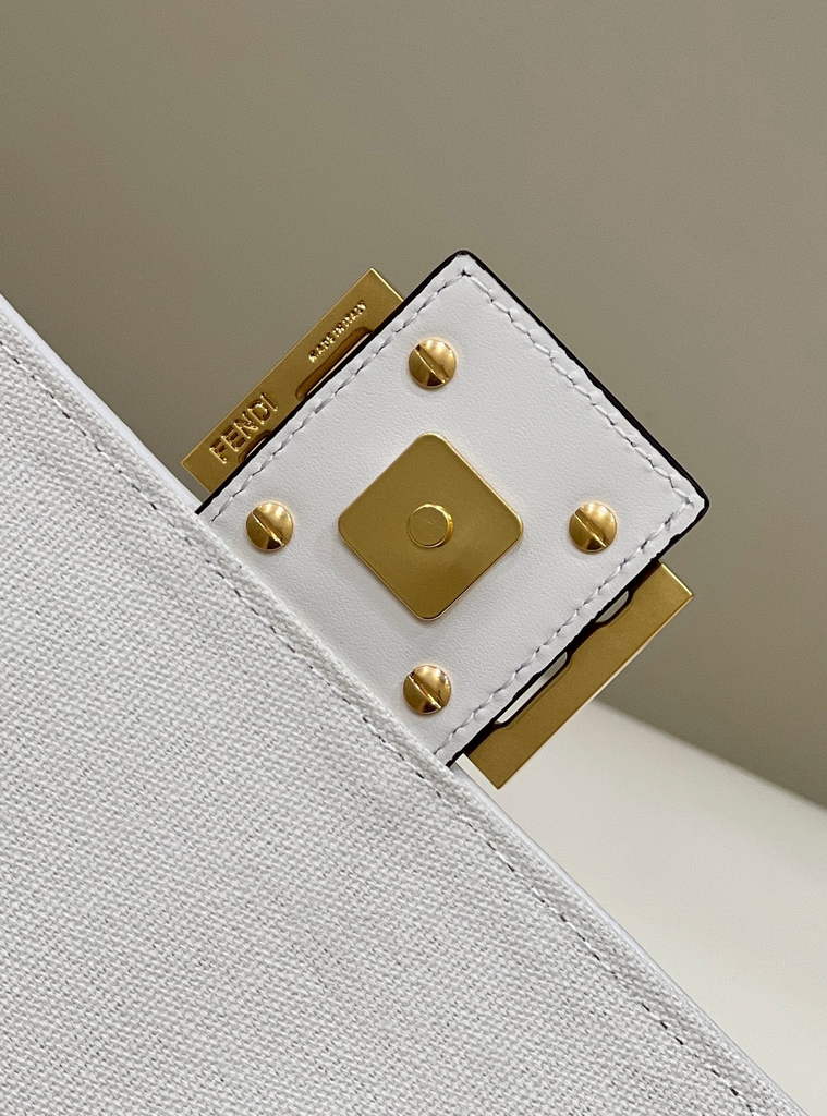 Fendi 8BR600 Baguette White FF canvas bag - Default Title - View 6