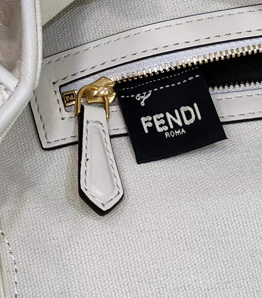 Fendi 8BR600 Baguette White FF canvas bag - Default Title - View 8