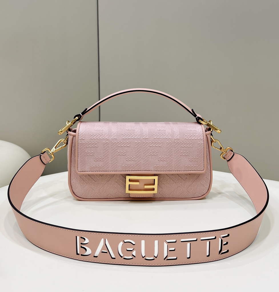 Fendi 8BR600 Baguette Pink FF canvas bag - Default Title - View 1