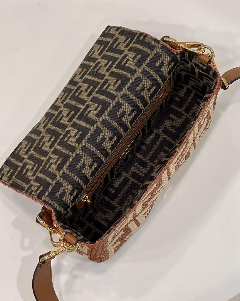 Fendi 8BR600 Baguette Tan raffia with crocheted FF - Default Title - View 10