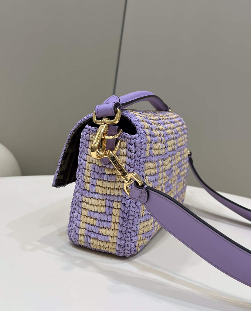 Fendi 8BR600 Baguette Purple raffia with crocheted FF - Default Title - View 4