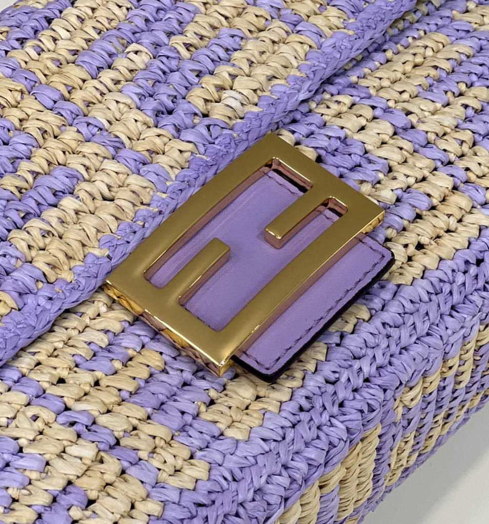 Fendi 8BR600 Baguette Purple raffia with crocheted FF - Default Title - View 6