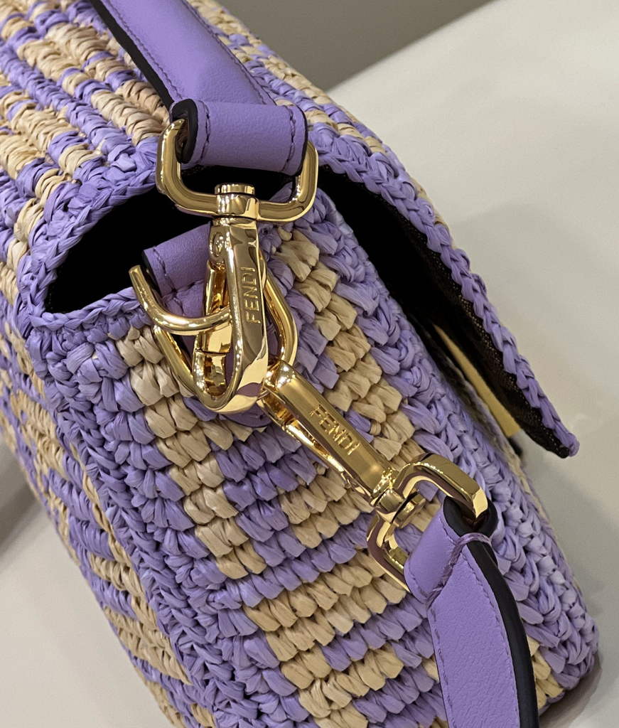 Fendi 8BR600 Baguette Purple raffia with crocheted FF - Default Title - View 9