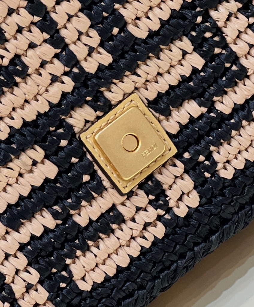 Fendi 8BR600 Baguette Black raffia back with crocheted FF - Default Title - View 6