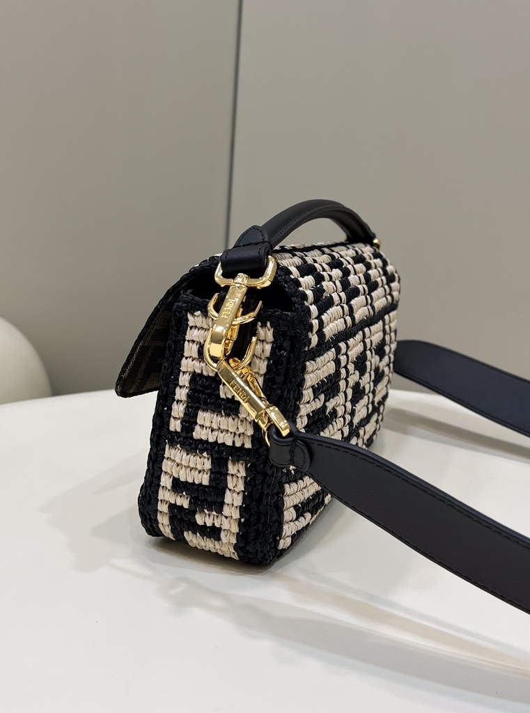 Fendi 8BR600 Baguette crocheted FF with Black raffia back - Default Title - View 4