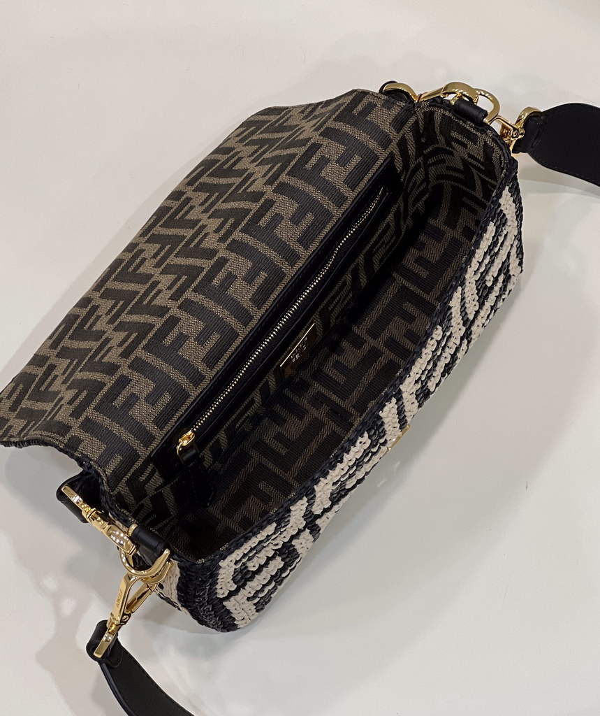 Fendi 8BR600 Baguette crocheted FF with Black raffia back - Default Title - View 10