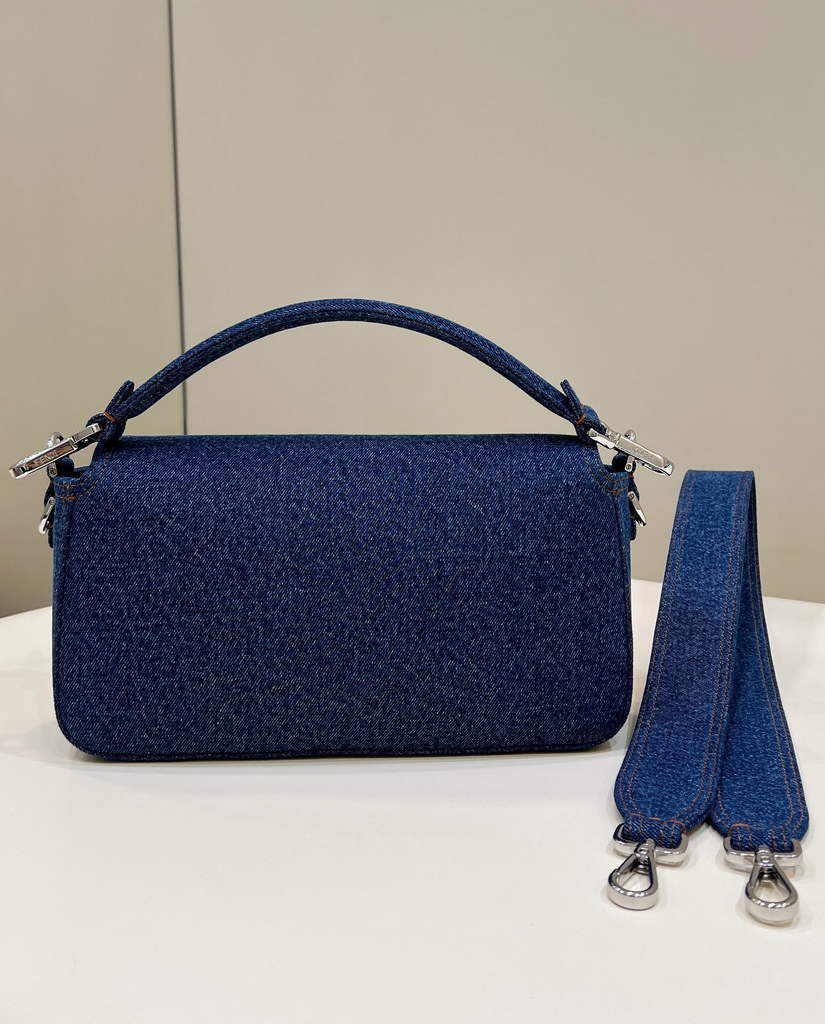 Fendi 8BR600 Baguette Re-Edition bag in blue denim - Default Title - View 2