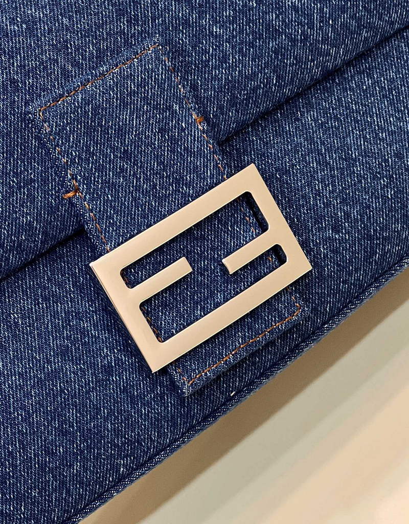 Fendi 8BR600 Baguette Re-Edition bag in blue denim - Default Title - View 5