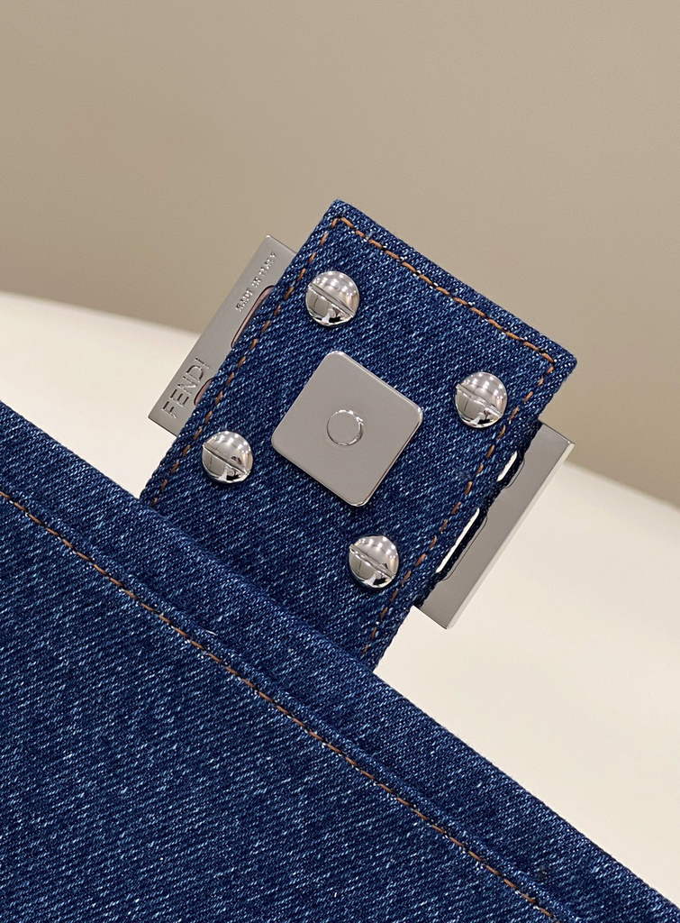 Fendi 8BR600 Baguette Re-Edition bag in blue denim - Default Title - View 7