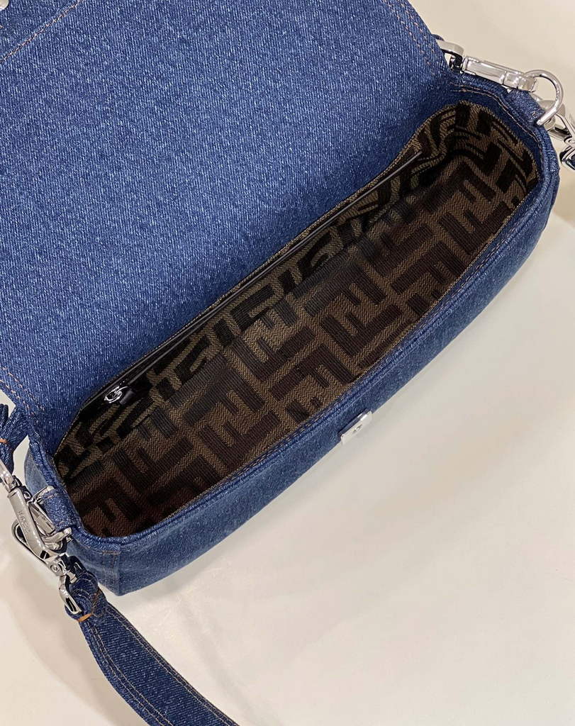 Fendi 8BR600 Baguette Re-Edition bag in blue denim - Default Title - View 9