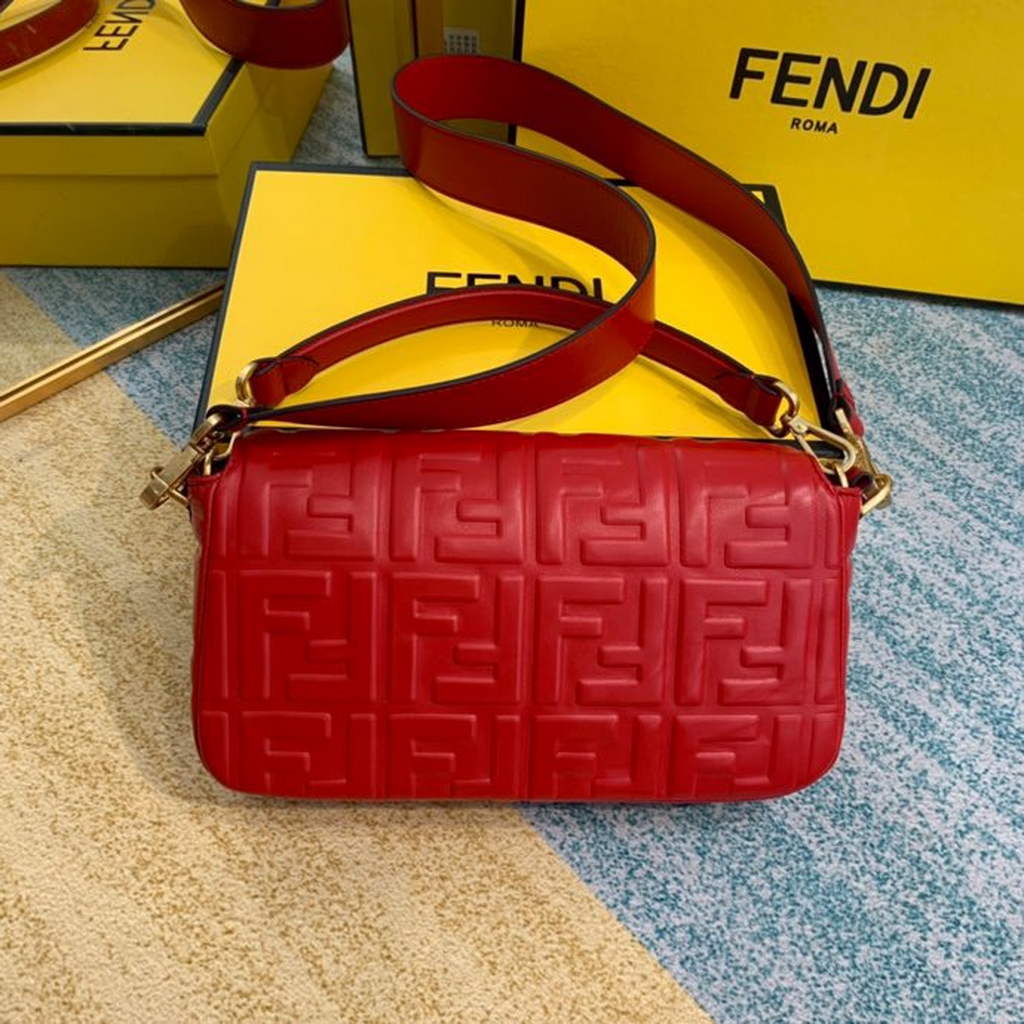 Fendi 8BR600 Baguette Red leather bag - Default Title - View 3
