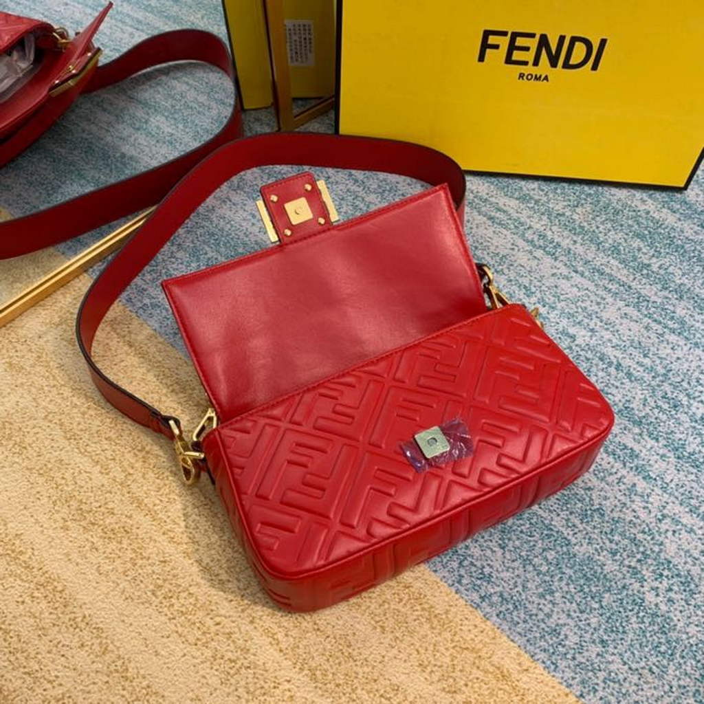Fendi 8BR600 Baguette Red leather bag - Default Title - View 4
