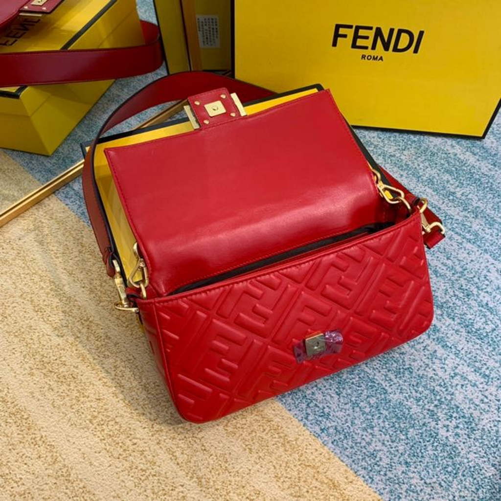 Fendi 8BR600 Baguette Red leather bag - Default Title - View 5