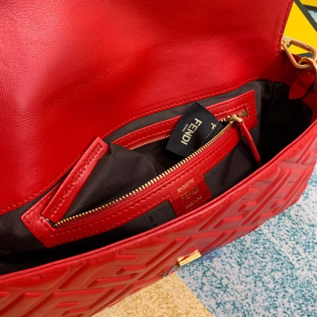Fendi 8BR600 Baguette Red leather bag - Default Title - View 6