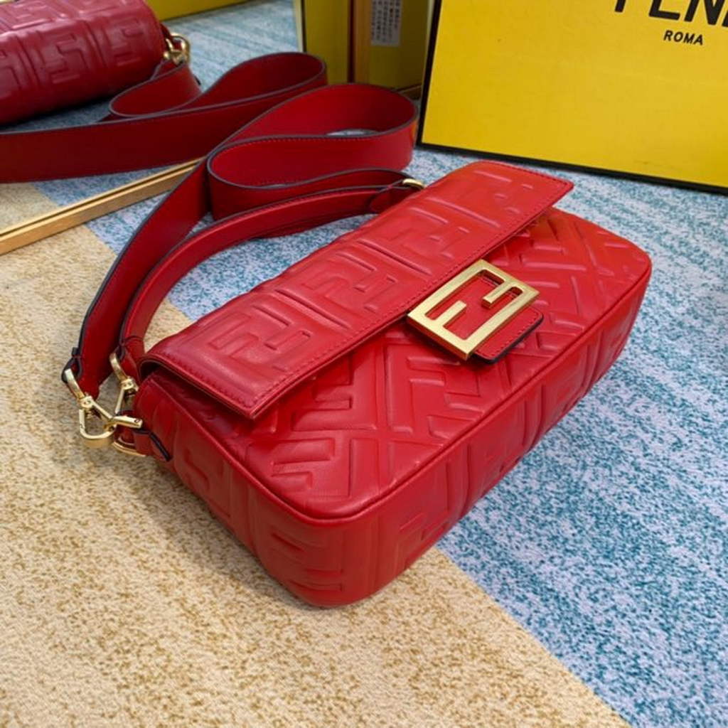 Fendi 8BR600 Baguette Red leather bag - Default Title - View 9