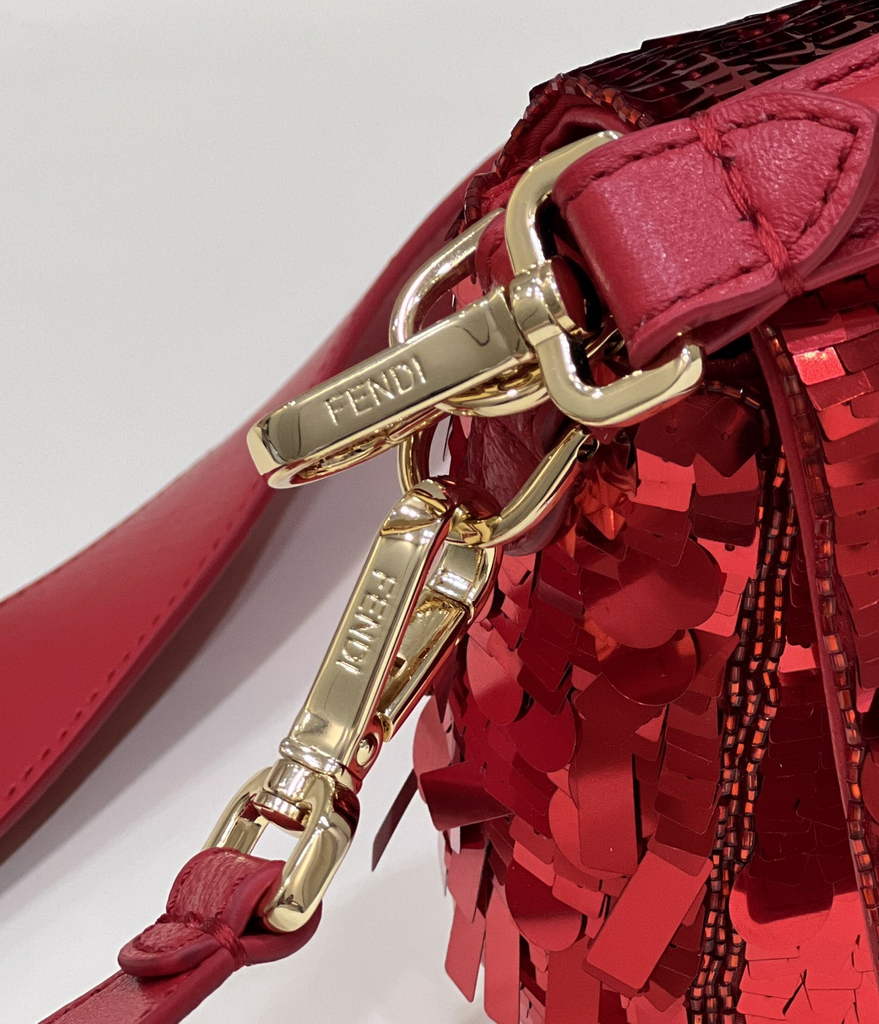 Fendi 8BR600 Baguette Red sequin and leather bag - Default Title - View 5