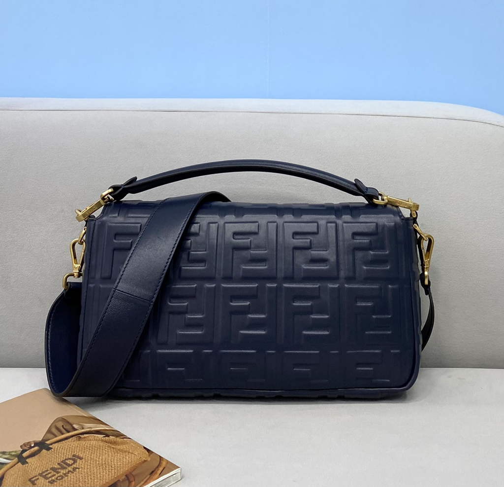 Fendi 8BR771 Baguette Large Navy Blue leather bag - Default Title - View 2