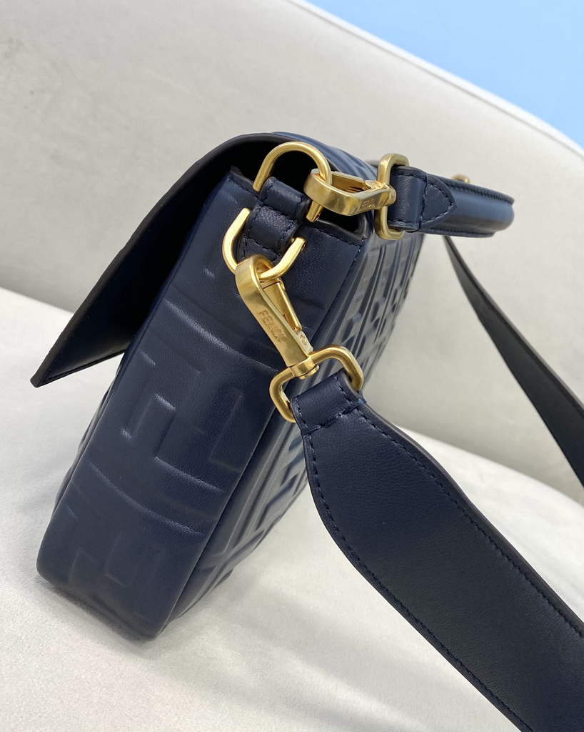 Fendi 8BR771 Baguette Large Navy Blue leather bag - Default Title - View 3