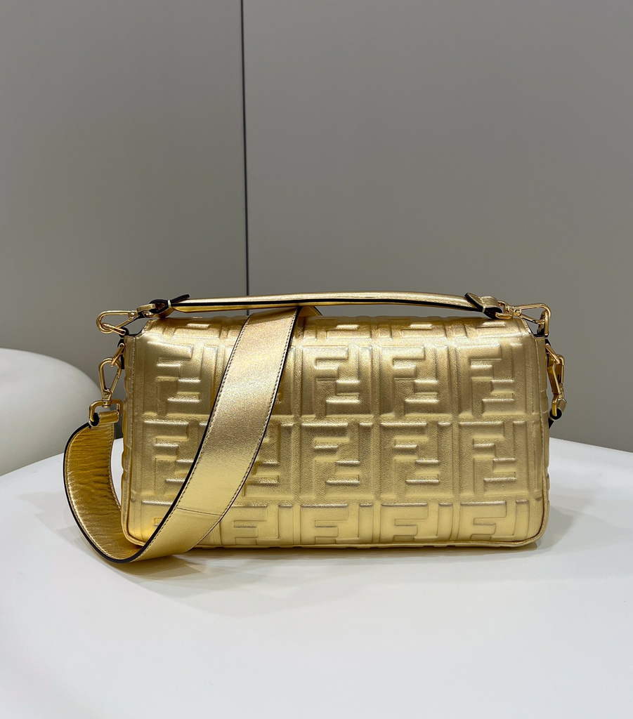 Fendi 8BR771 Baguette Large Gold leather bag - Default Title - View 3